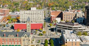 A downtown view of Springfield, Ohio